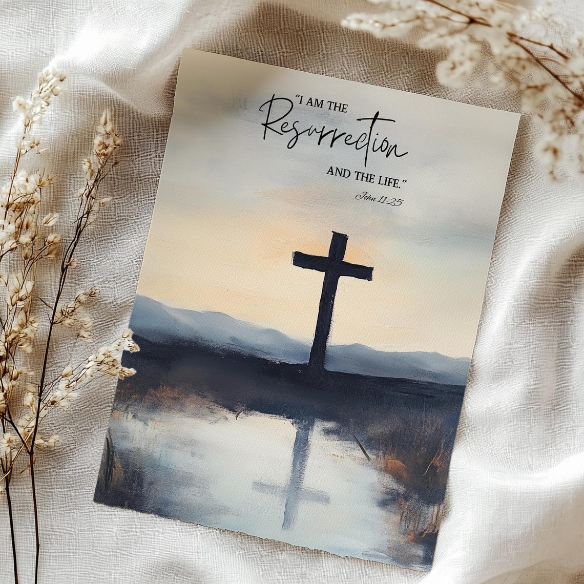 Easter Bible Verse Art Print John 1125 Jesus Cross Art Scripture Wall Art Christian Religious Art Print - Image 4