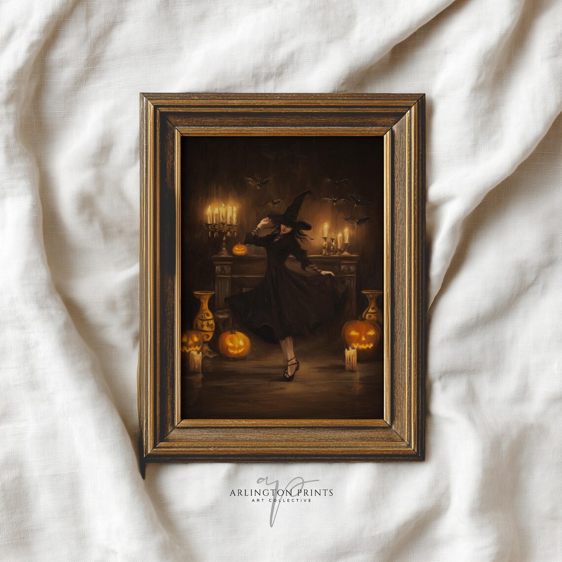 Elegant Witch Wall Art Vintage Halloween Moody Fall Decor Dark Feminine Painting 519