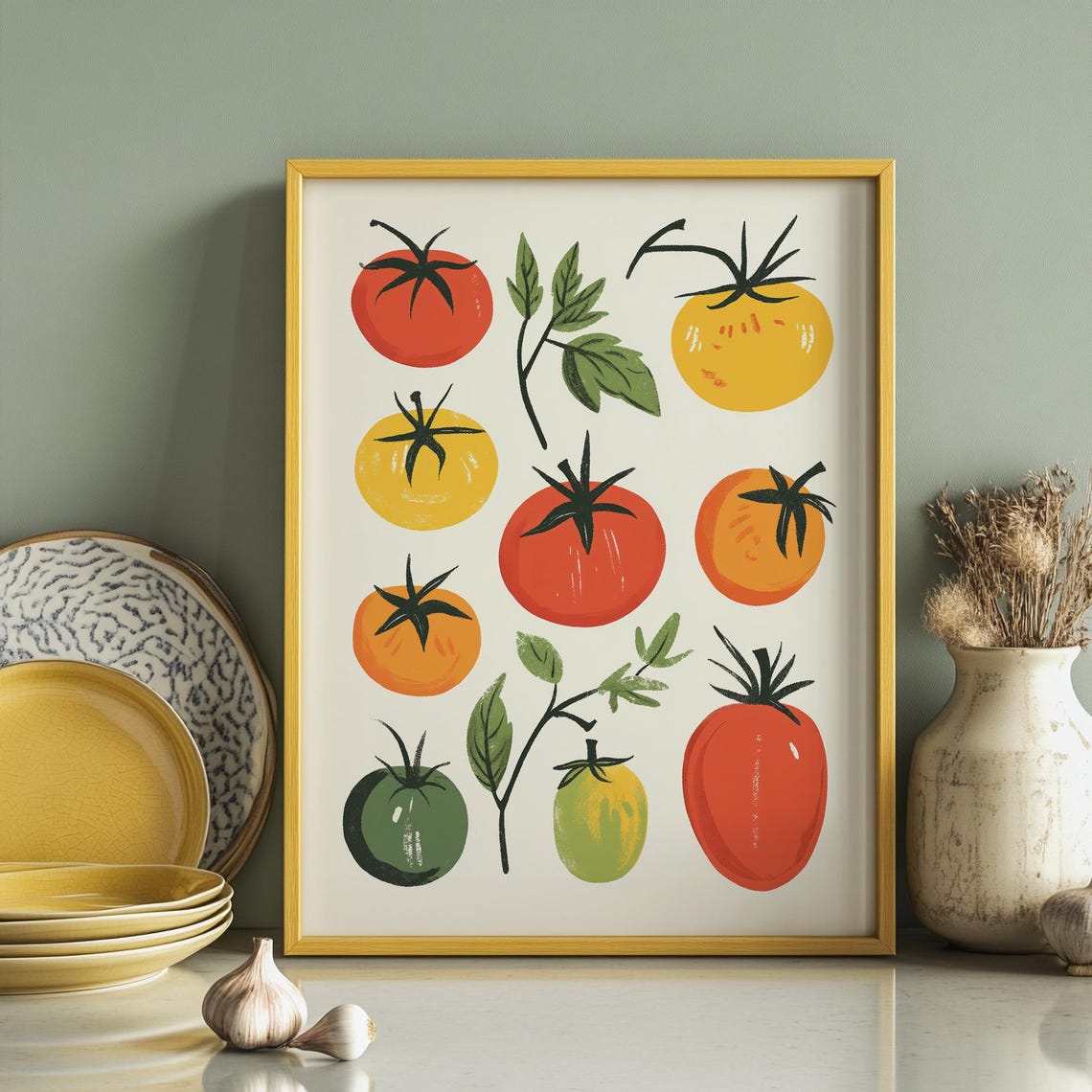 Colorful Tomatoes Kitchen Fruit Modern Fun Illustration Poster - Image 2