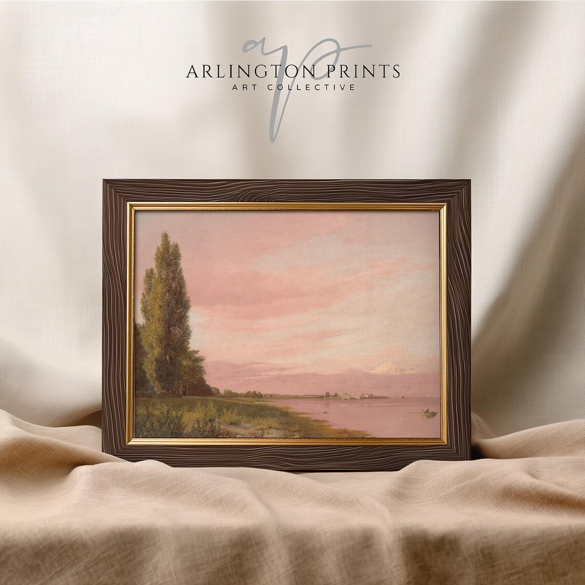 Romantic Pink Landscape Vintage Sunset Art Print