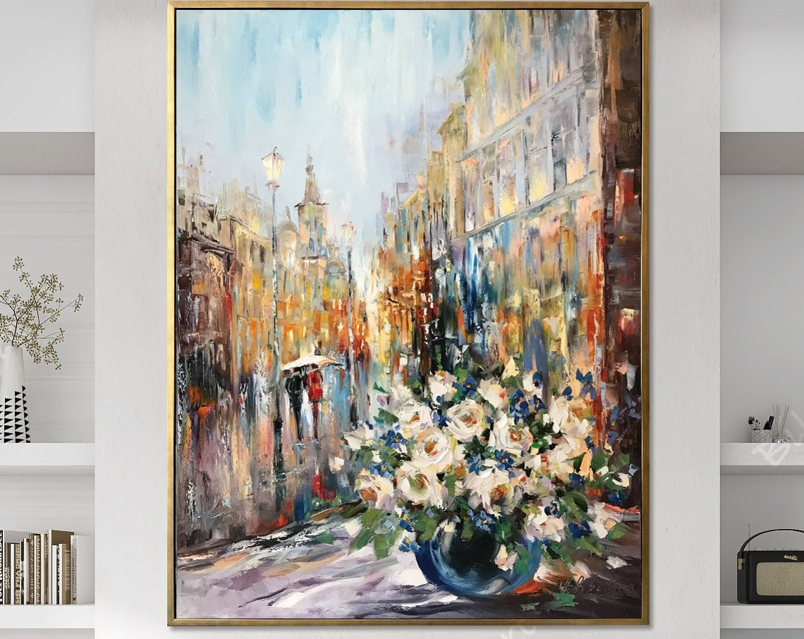 Bouquet Of Roses On The Window Painting On Large Still Life Flowers Oil Painting Original Rose Art Roses Bouquet In Vase Painting
