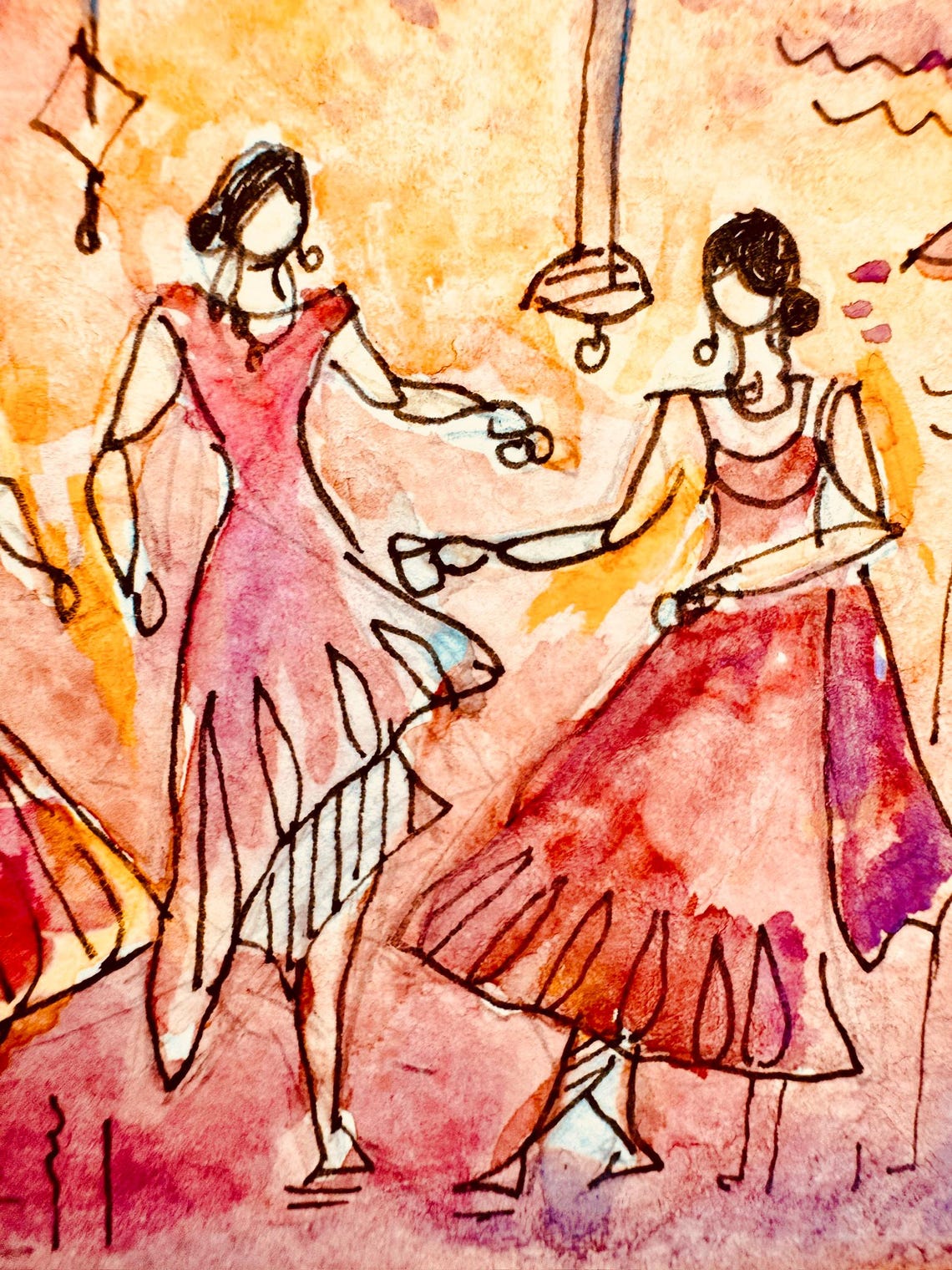 Conversations Afternoon Tea Party Watercolor Women Dancing Art Poster - Image 4