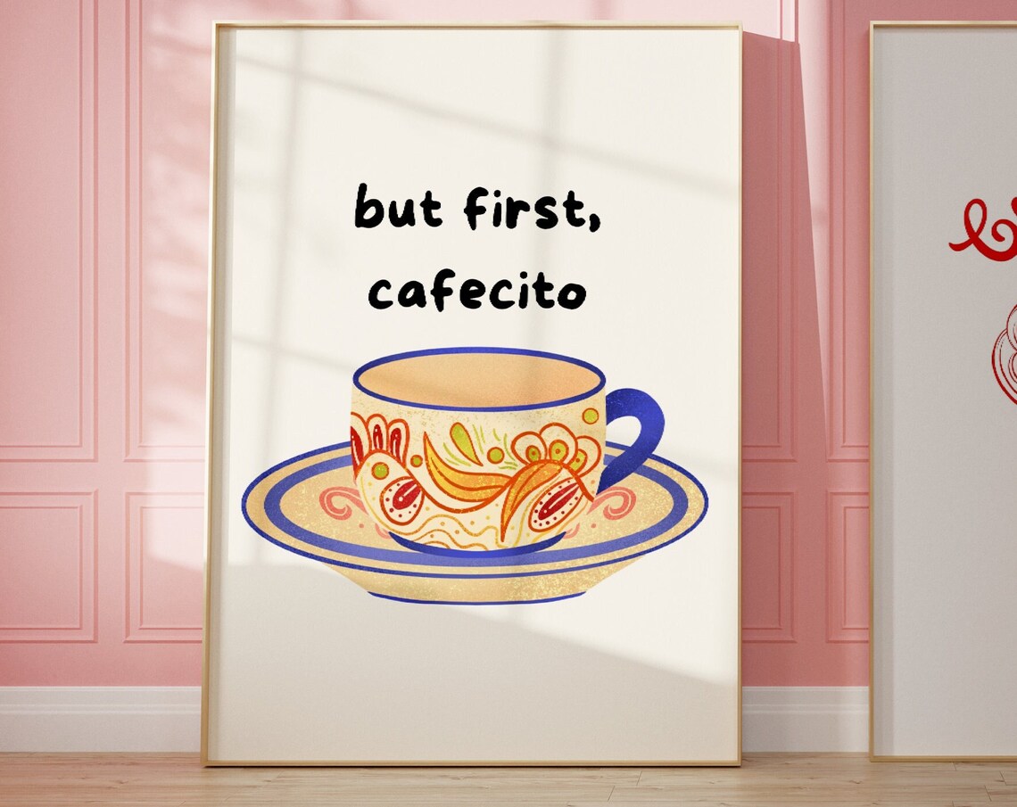 But First Cafecito Minimalist Coffee Art Print
