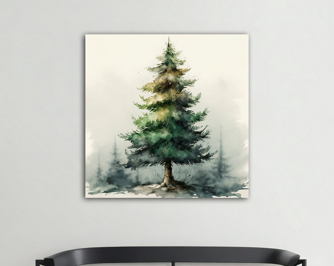Abstract Tree Christmas Art Print, Modern Wall Art