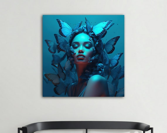 Woman And Butterfly Modern Wall Art Woman Modern Print Butterfly Modern Woman Wall Decor Woman Wall Art