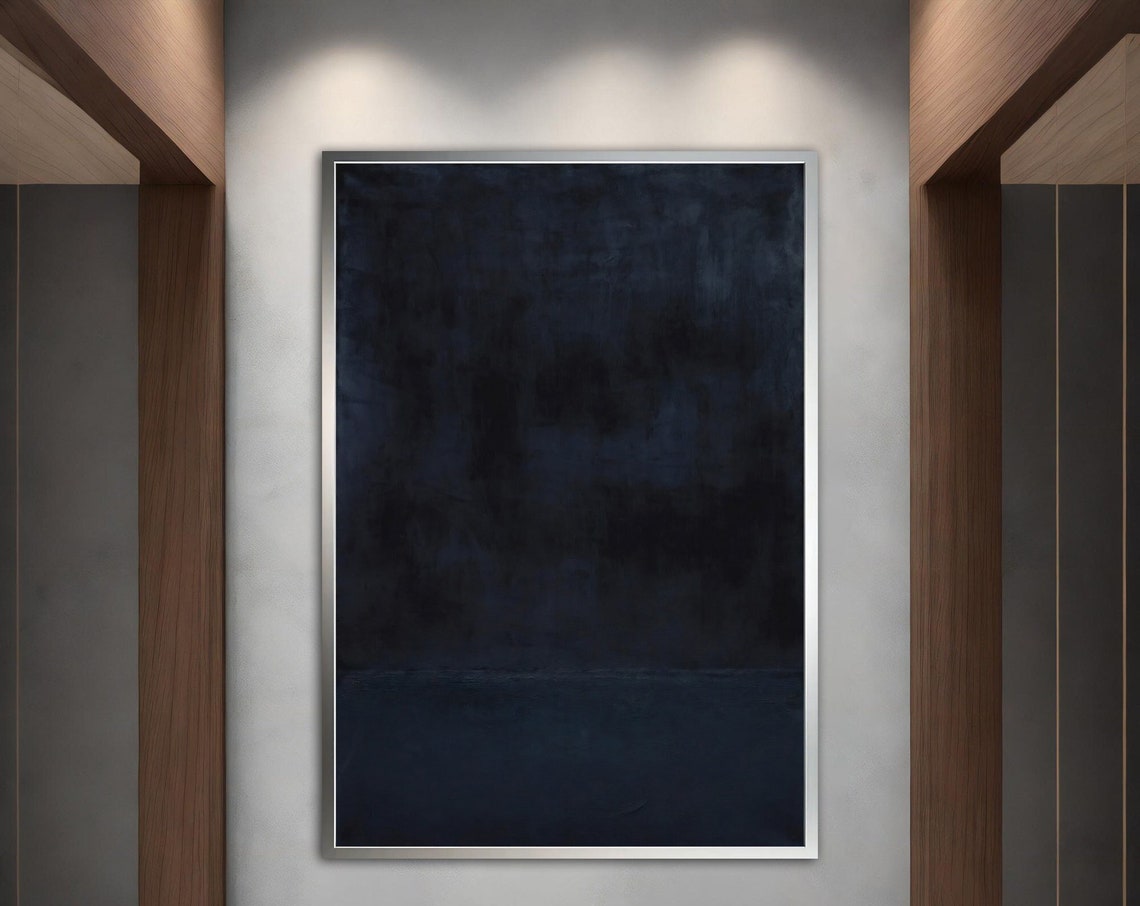Rothko Style Dark Blue Minimal Color Field Abstract Wall Art Print