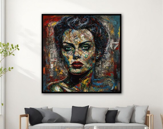 Urban Street Art Woman Portrait With Graffiti Collage Face Poster