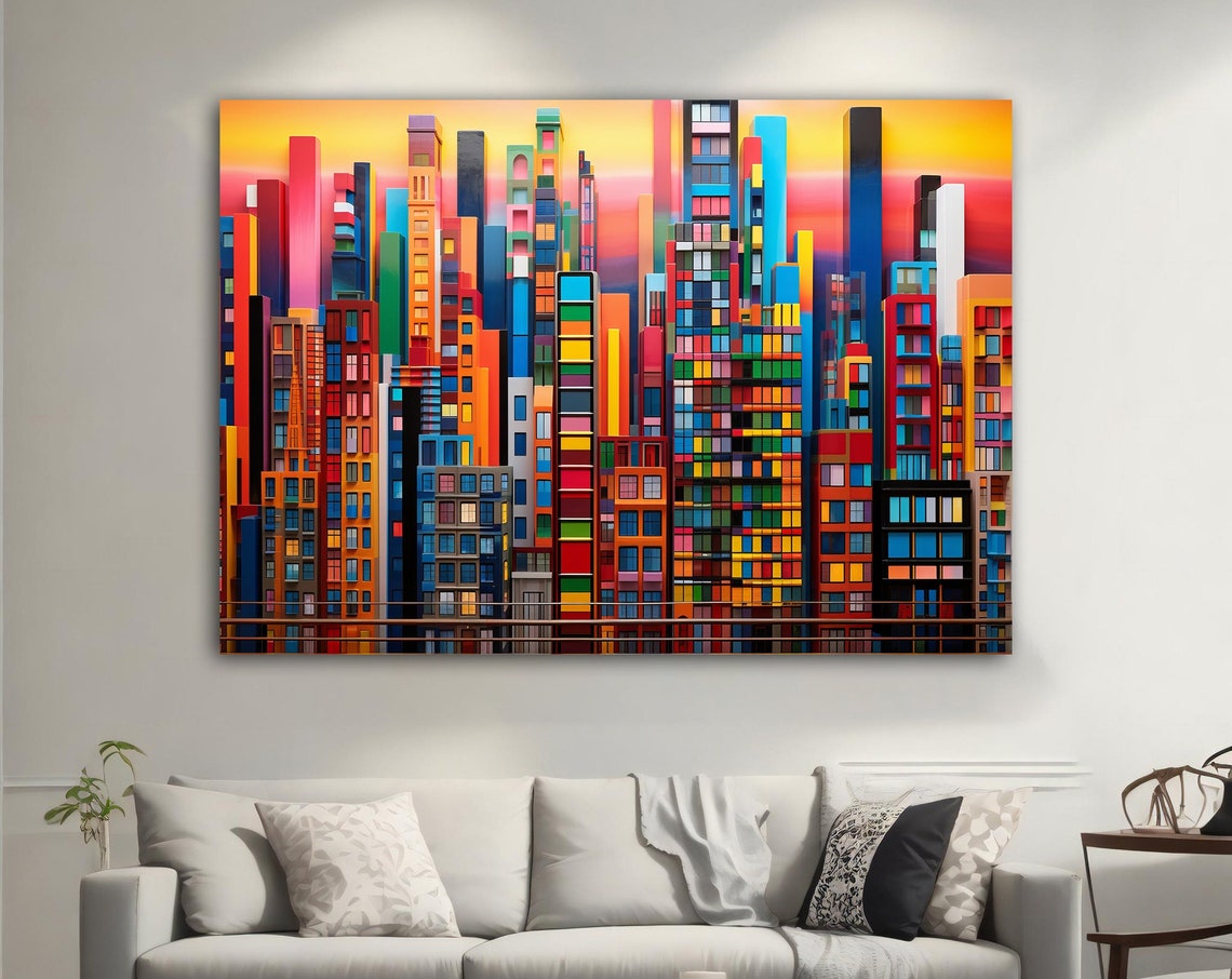 Colorful City View City View Wall Art Colorful City Landscape City Landscape Print City Landscape Poster