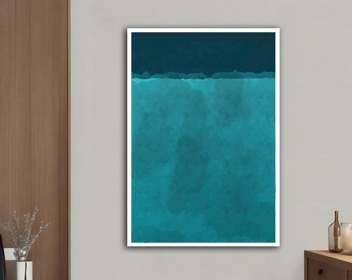 Turquoise Color Field Abstract Painting In Rothko Style Wall Art