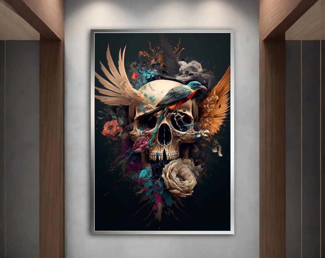 Skull Modern Wall Art Skull Wall Art Skull Skull Print Skull Wall Decor Skull Poster Skull Framed