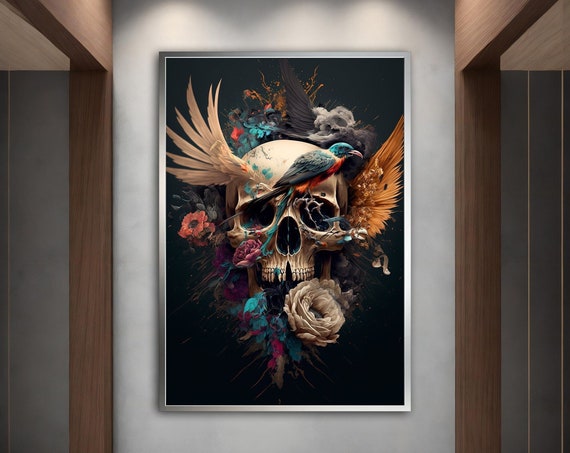 Skull Modern Wall Art Skull Wall Art Skull Skull Print Skull Wall Decor Skull Poster Skull Framed