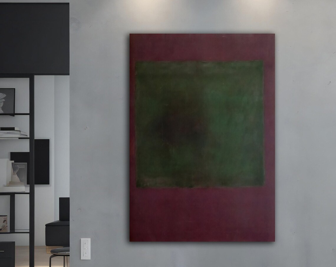 Rothko Style Green Maroon Color Field Abstract Wall Art Poster