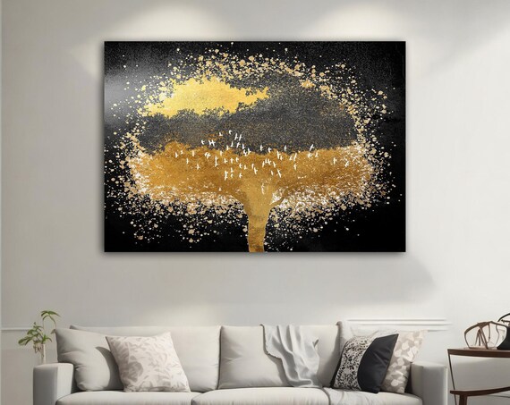 Gold Tree Modern Tree Abstract Wall Art Tree Poster Modern Tree Print Tree Painting Print Gold Tree Modern Wall Art
