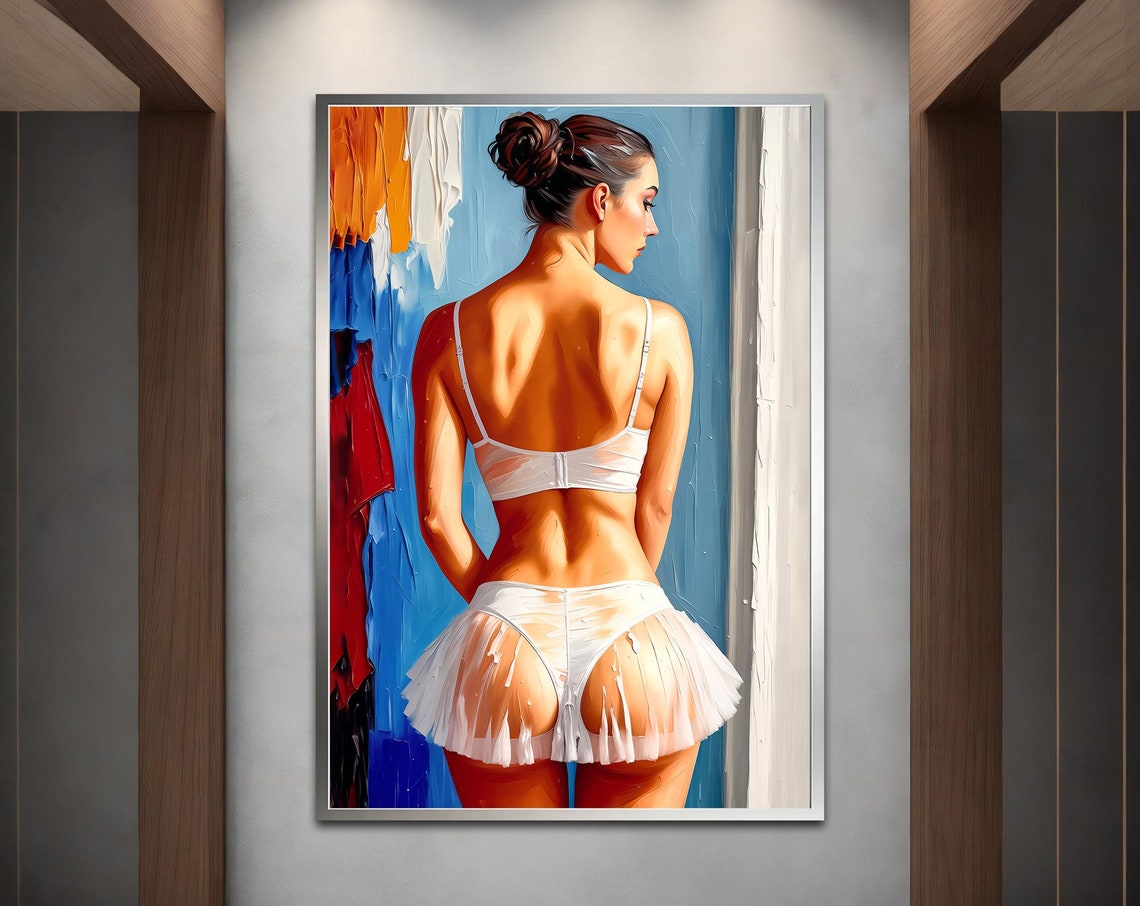 Ballerina Back View White Tutu Warm Light Elegant Dance Wall Print