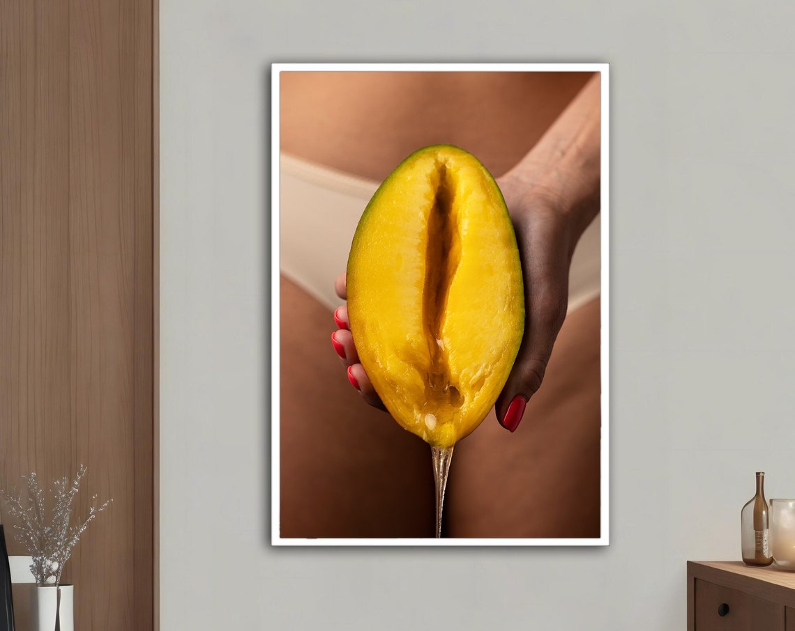 Sensual Mango Still Life Red Nails Fine Art Photography Print