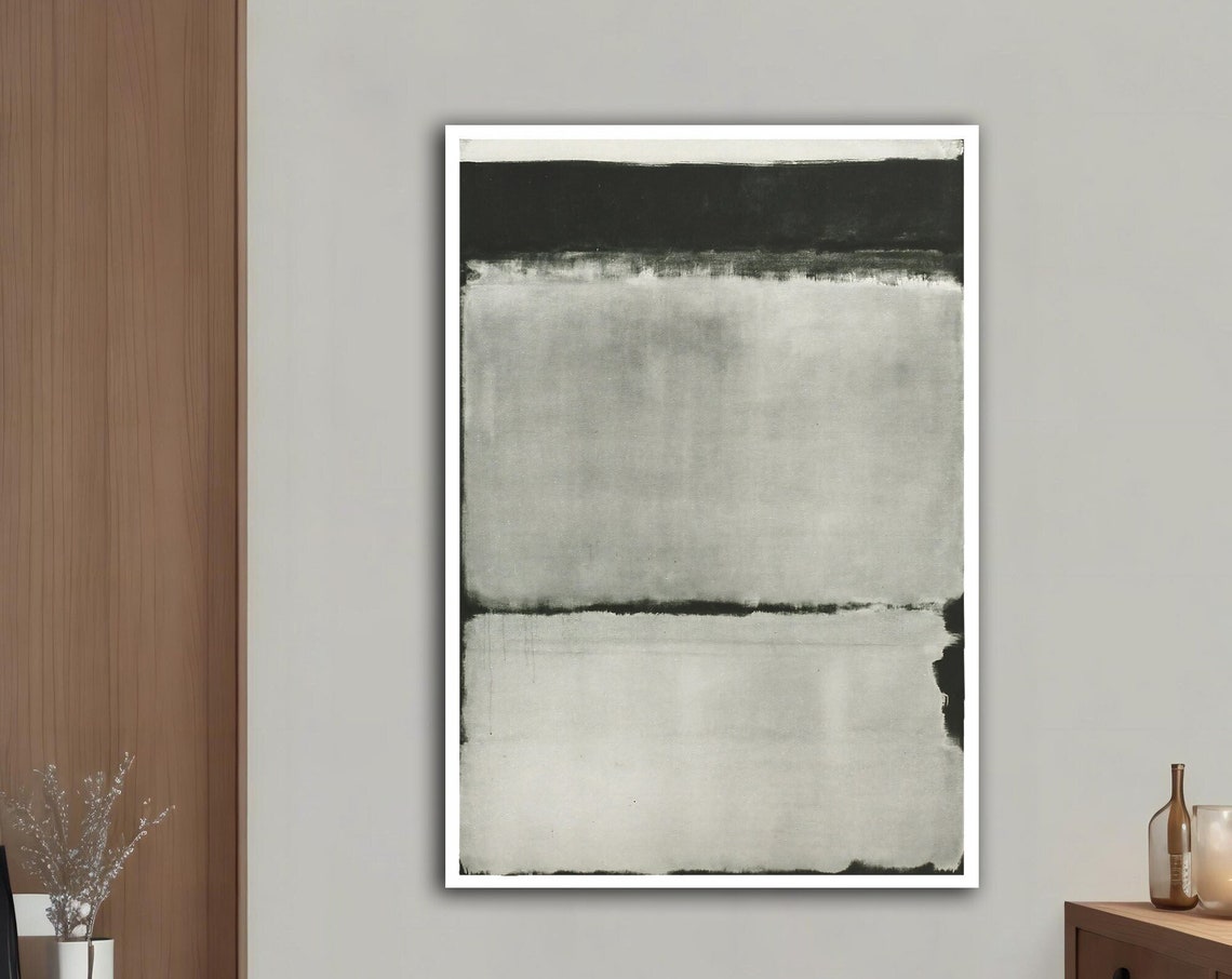 Mark Rothko Style Black White Ecru Color Field Abstract Wall Art Print