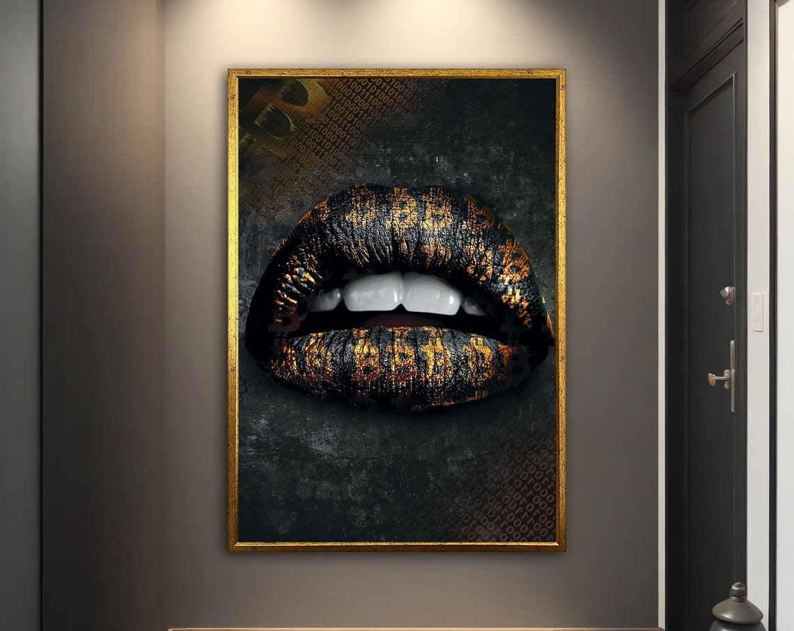 Bitcoin Lips Graffiti Pop Art Poster