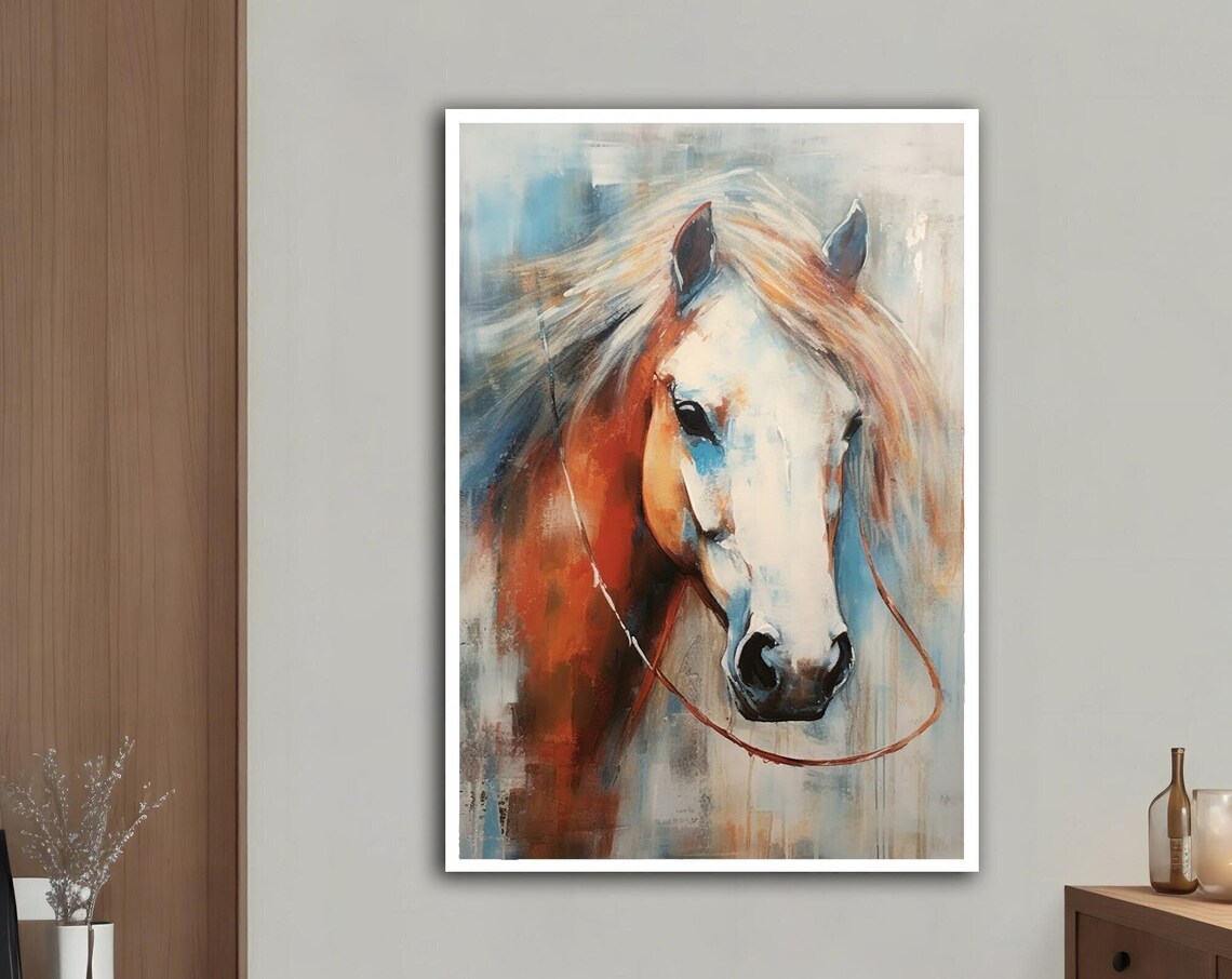 Chestnut Horse Portrait Painterly Equine Head Wall Art Poster