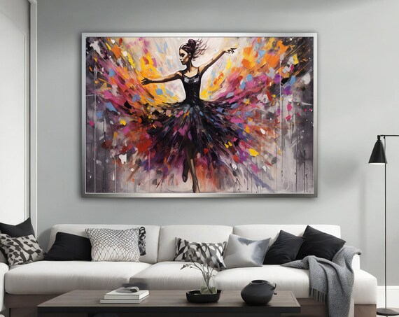 Abstract Ballerina Dancer Exploding Colorful Paint Modern Art Poster