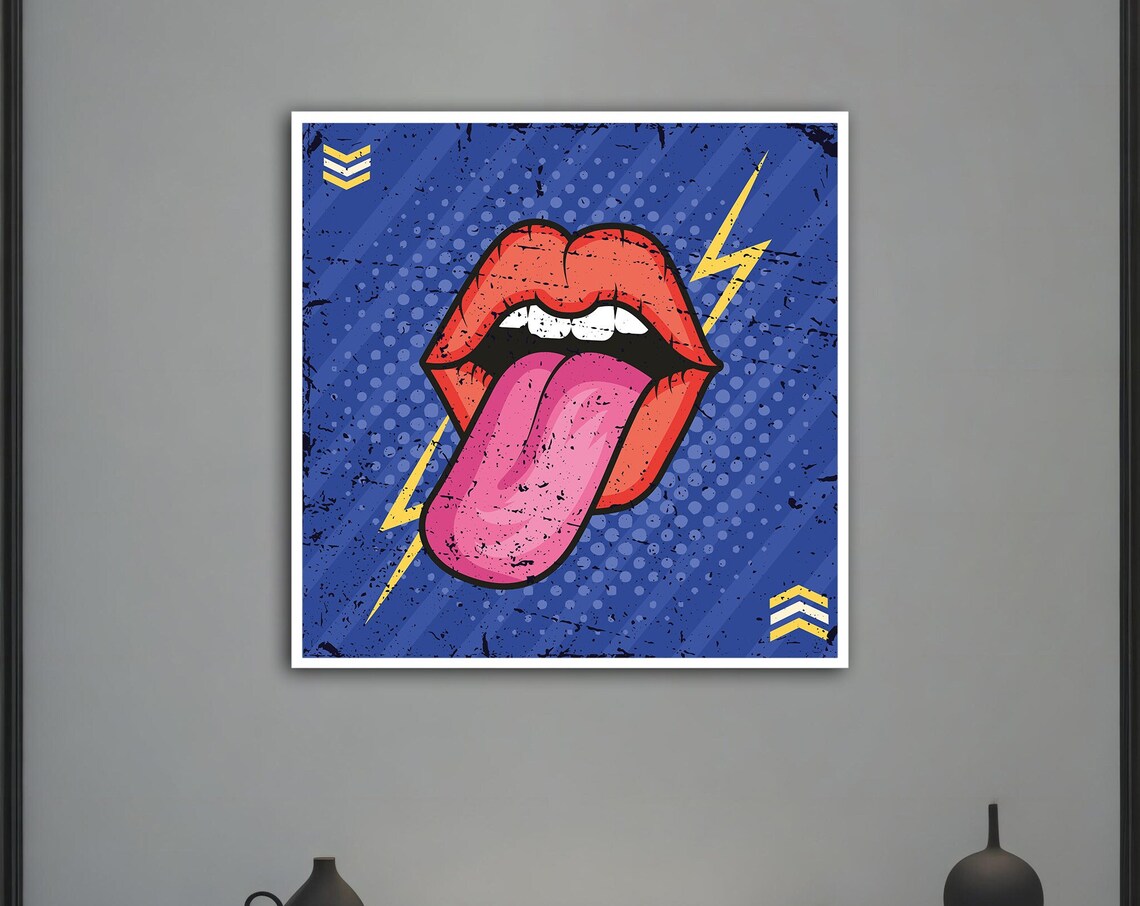 Tongue Out Graffiti, Red Lips Pop Art Poster