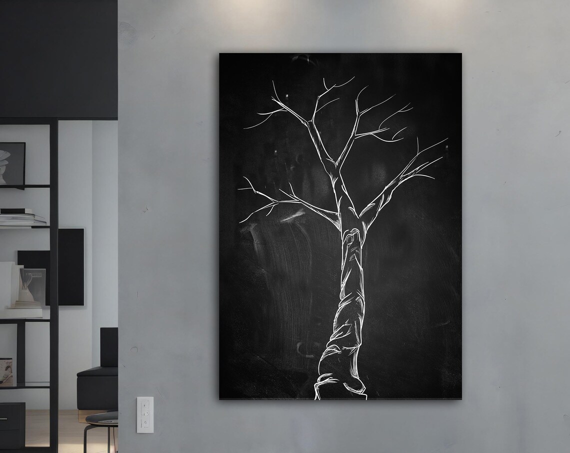 Black Tree Modern Abstract Art Print
