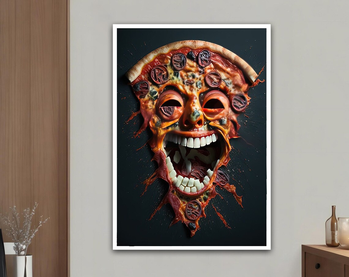 Pizza Face Graffiti Pop Art, Poster Print
