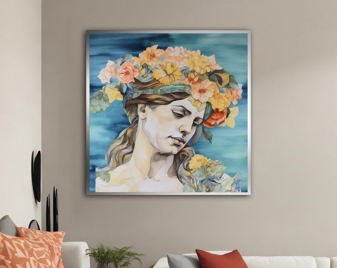 Colorful Woman Modern Wall Art Sculpture Woman Print Greek Woman Painting Feminine Woman Wall Decor