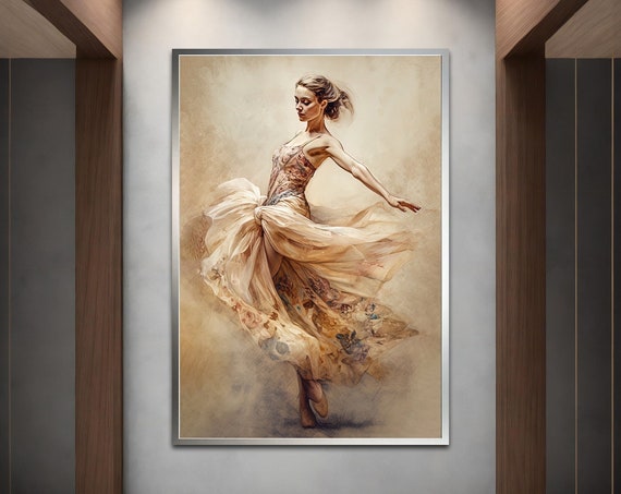 Elegant Woman Dancing Wall Art Dancer Print Lyrical Dance Wall Decor Dancer Wall Art Woman Abstract