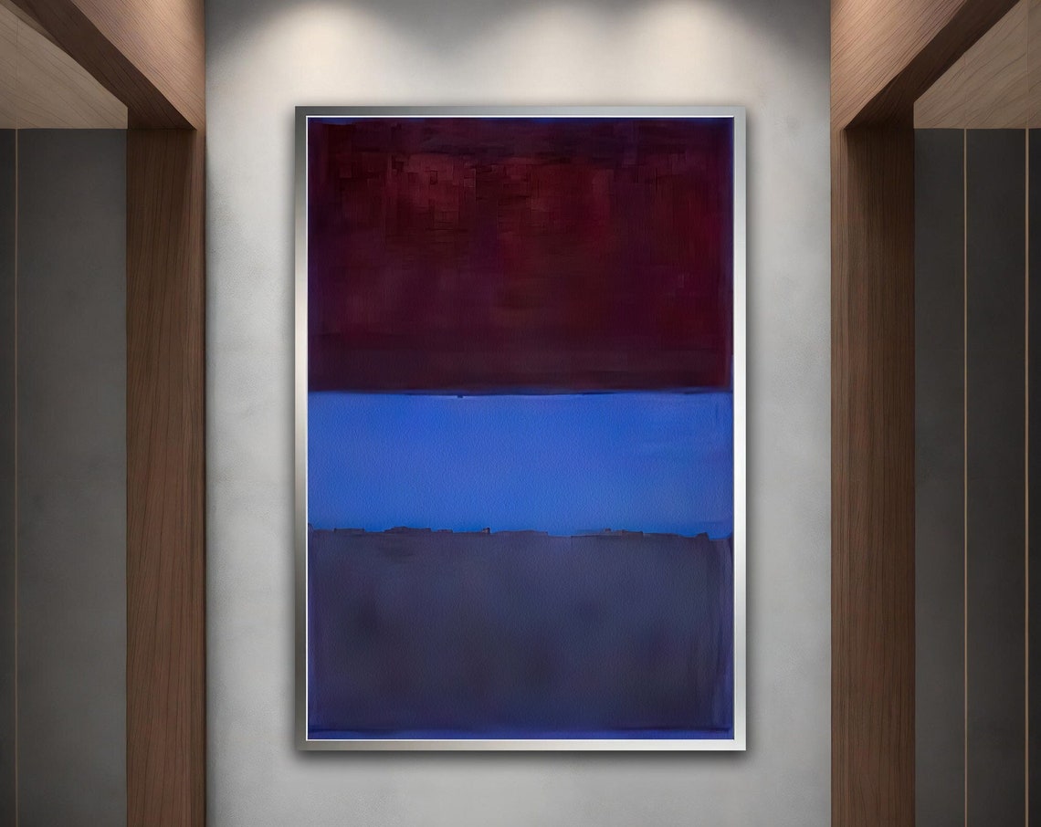 Rothko Style Maroon Blue Color Field Abstract Wall Art Poster