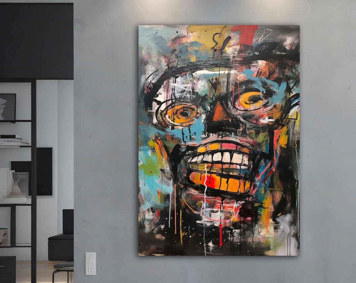 Skeleton Graffiti Pop Art, Colorful Skull Art Print