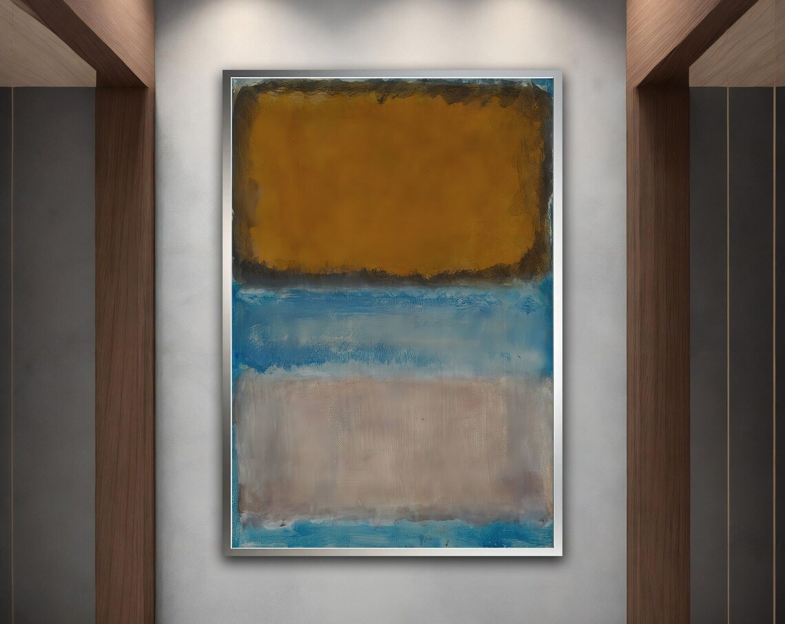 Rothko Style Ochre Blue Color Field Abstract Wall Art Poster