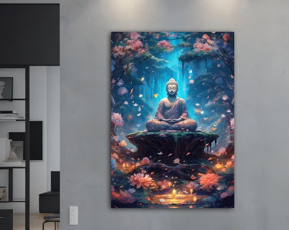 Buddha In The Jungle Wall Art Buddha Print Green Buddha Wall Art Buddha Buddha Meditation Print