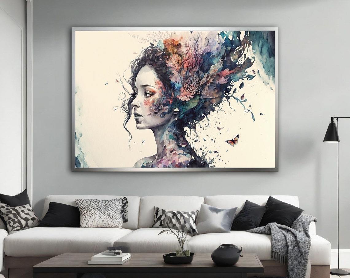 Woman In Nature Wall Art Colorful Modern Woman Print Colorful Woman Painting Feminine Woman Wall Decor