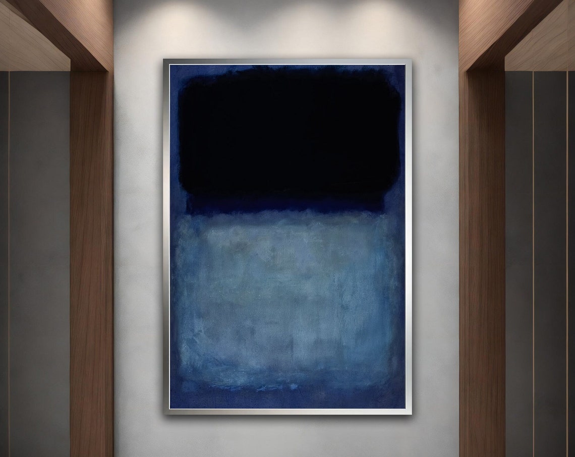 Midnight Blue Black Abstract Color Field Modern Wall Art Poster