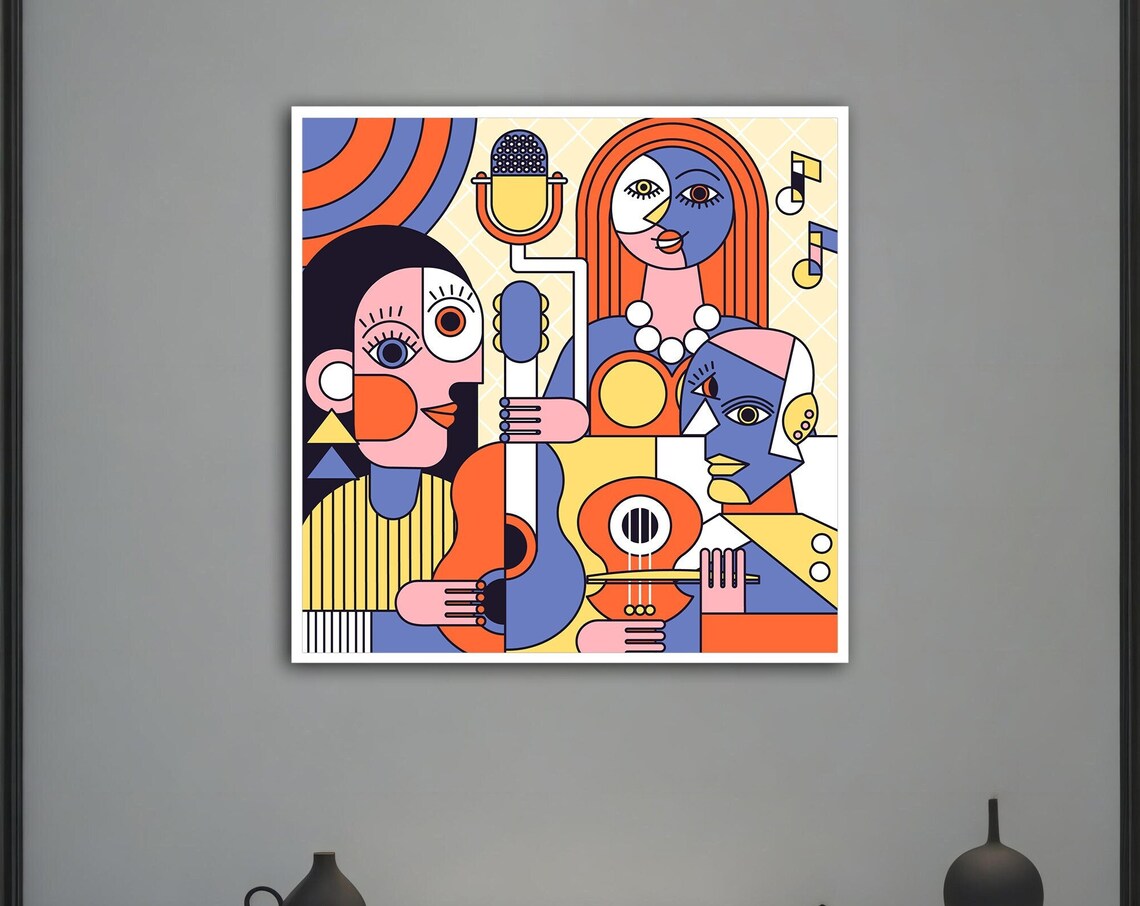 Woman And Instruments Music Wall Art Print