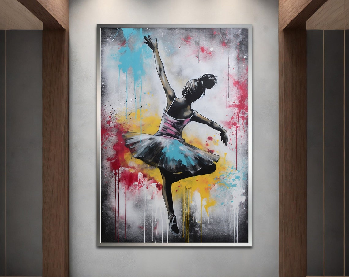 Graffiti Ballerina Silhouette Spray Paint Urban Dance Art Print