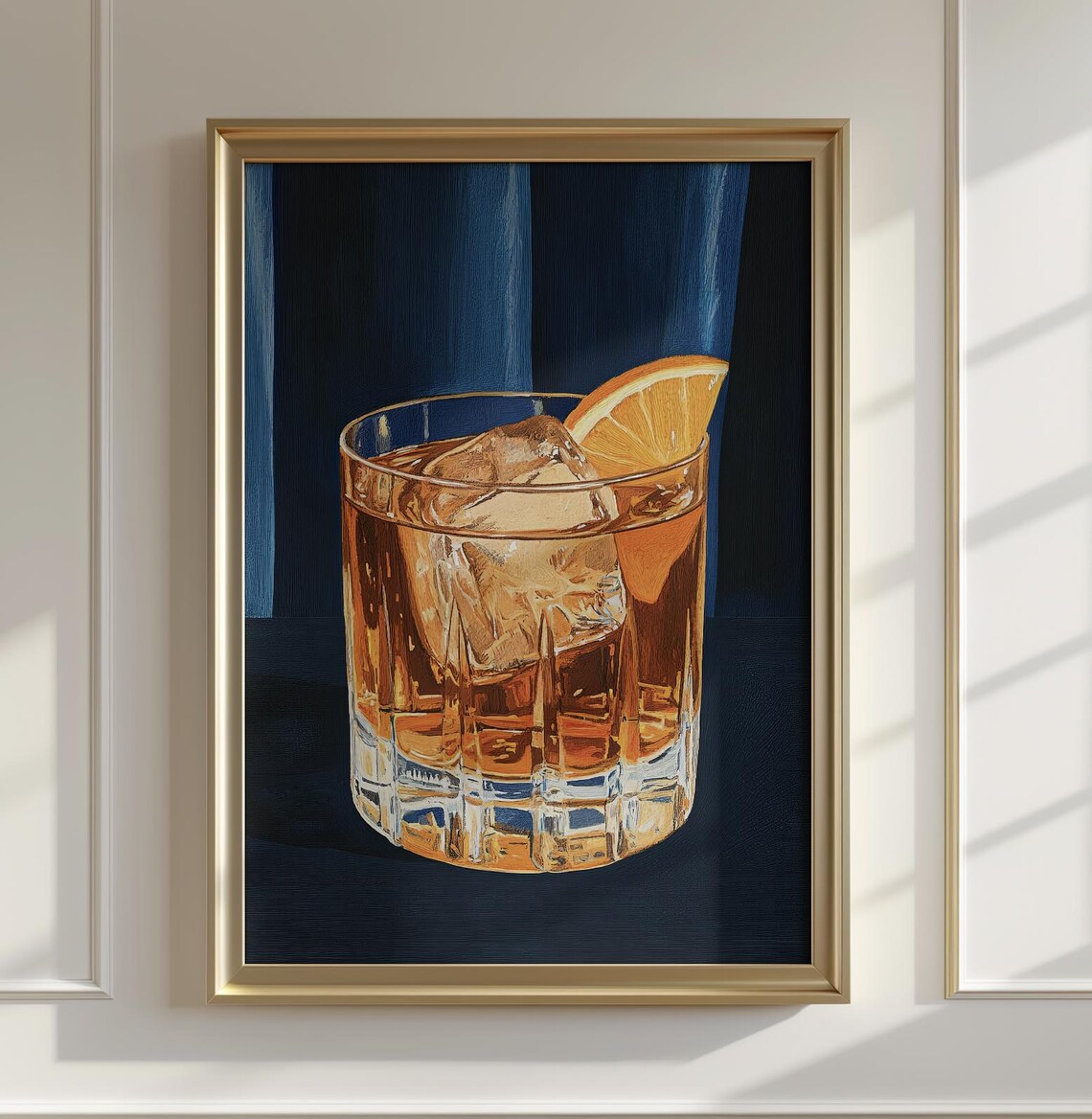 Vintage Whiskey Sour Cocktail Art Print Midcentury Bar Illustration Bourbon Drink Wall Decor