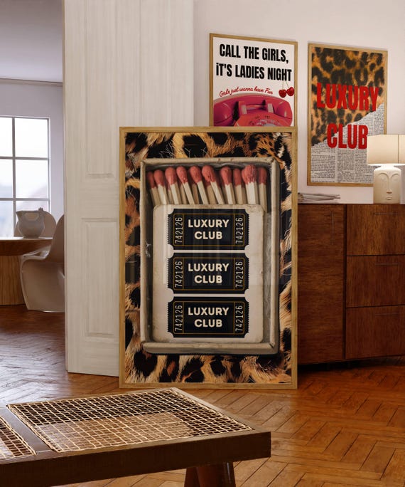 Matchbox Leopard Wall Art Bar Cart Decor Luxury Club Poster Black Kitchen Print Trendy Dorm Room Cheetah Gift