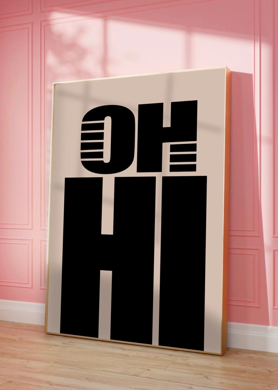 Oh Hi Bold Black Seventies Retro Typography Minimalist Wall Poster