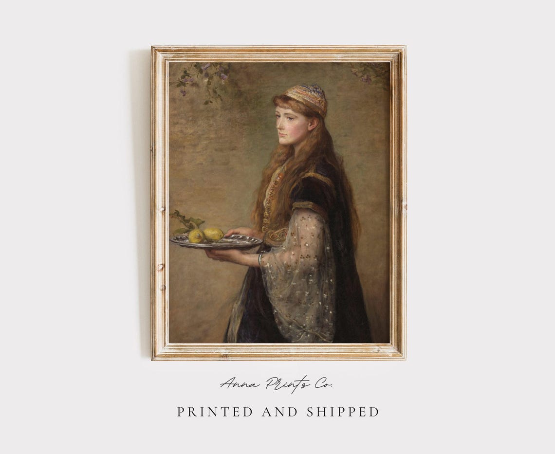 Pre Raphaelite Woman Portrait Print Vintage Classical Oil Painting
