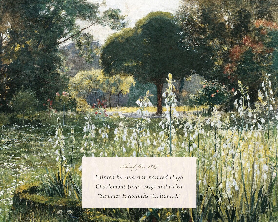 Summer Hyacinths Vintage Landscape Art Print - Image 2