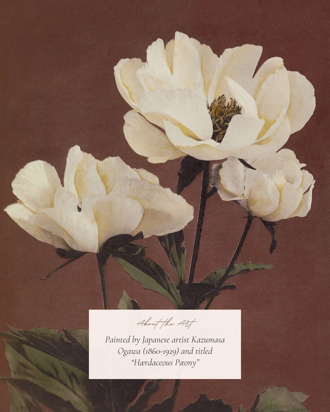 Antique Peony Painting, Vintage Japanese Art Print - Image 2