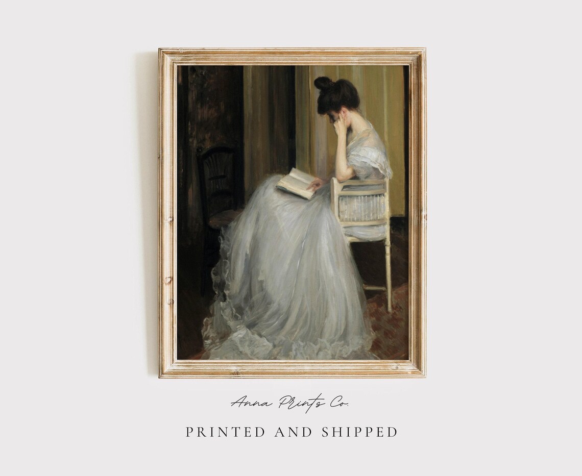 Woman Reading Victorian Portrait, Vintage Art Print