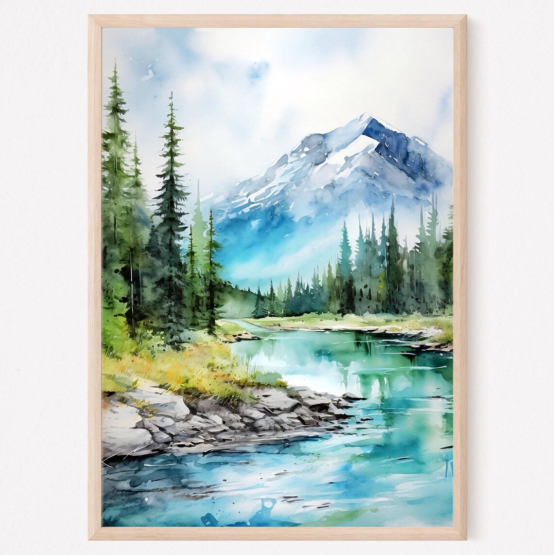 Banff Watercolor Travel Poster