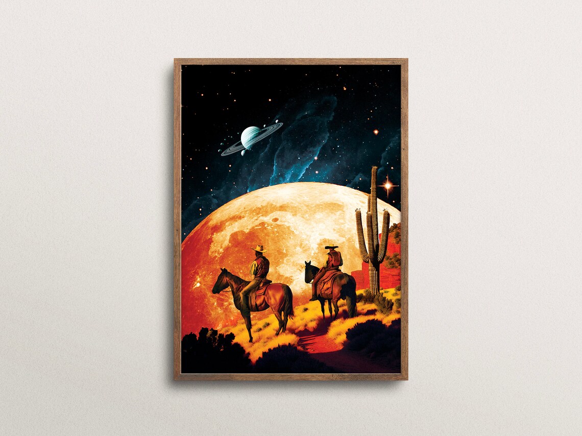Space Cowboys Vintage Western Art Print - Image 4
