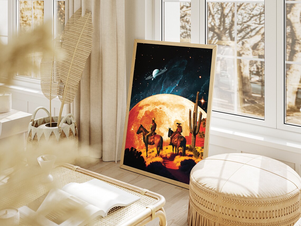 Space Cowboys Vintage Western Art Print - Image 2