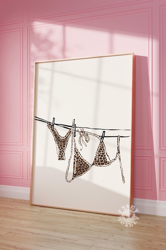 Leopard Print Bikini Cheetah Art Print, Coastal Dorm Decor
