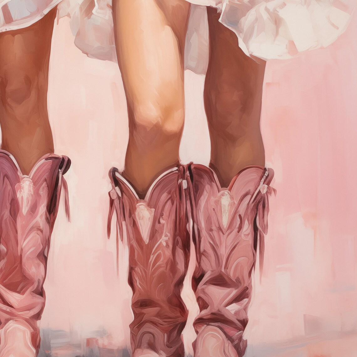 Mauve Suede Cowboy Boots Legs Painting Soft Pink Western Preppy Poster