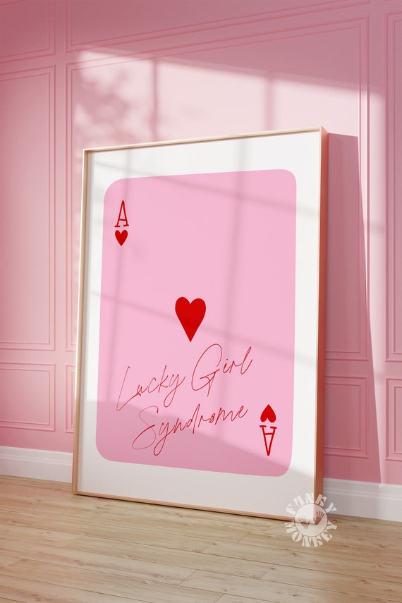 Lucky Girl Syndrome Pink Retro Ace Of Hearts Poster