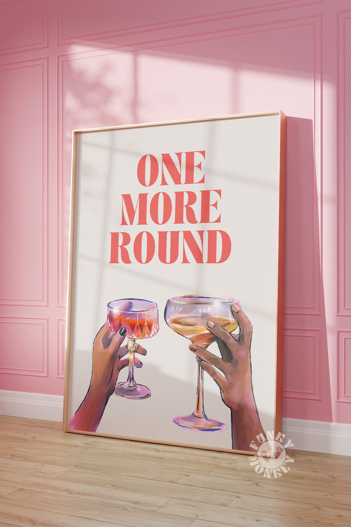 One More Round Cocktail Toast Cream Bar Cart Celebration Poster - Image 3